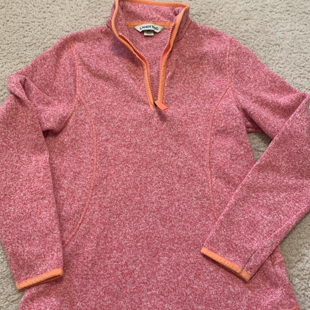 Pink and peach Lands’end quarter zip